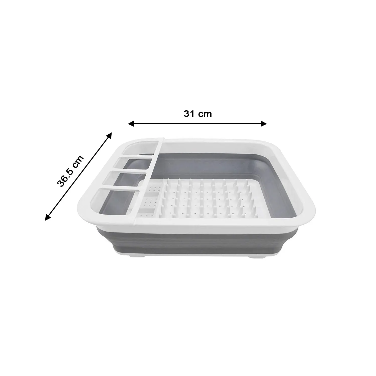 0629 Collapsible Folding Silicone Dish Drying Drainer Rack with Spoon Fork Knife Storage Holder (Brown Box)