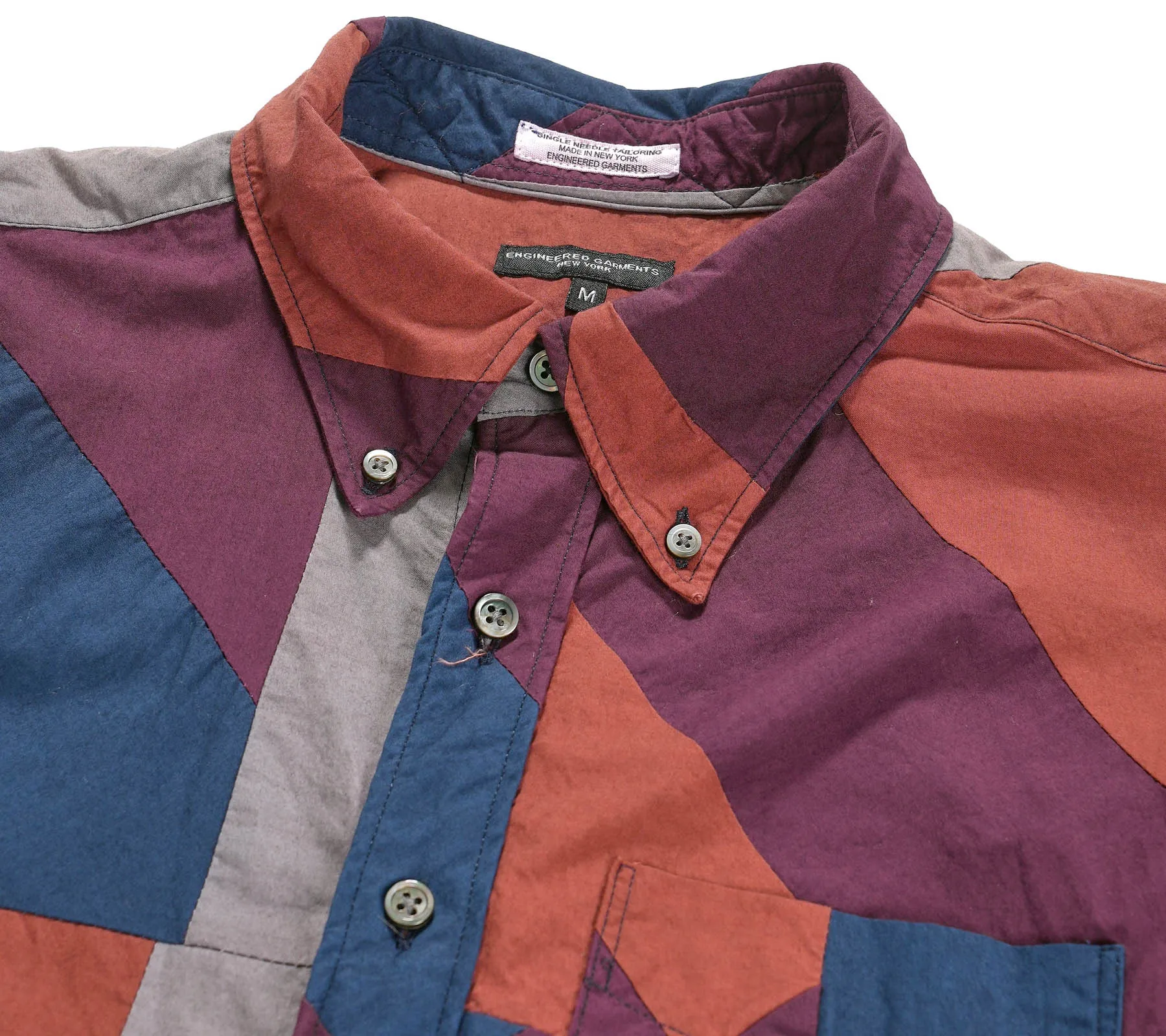 19 Century BD Shirt | Burgundy Cotton Geo Patchwork