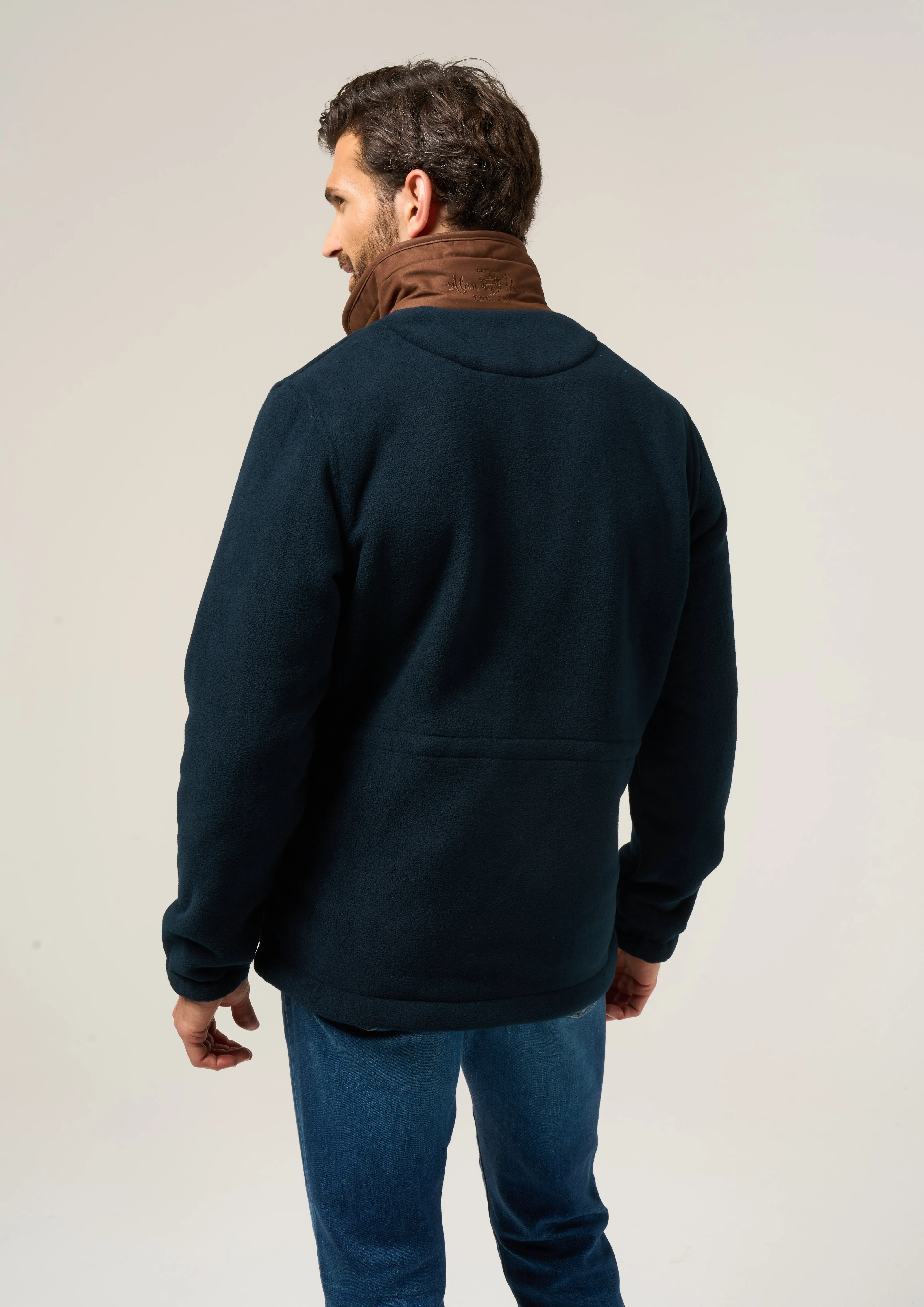 Aylsham Men's Fleece Windblock In Dark Navy - Regular Fit