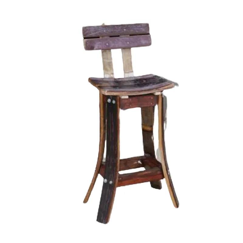 Barrel Oak Stave Stool - High Back Stool