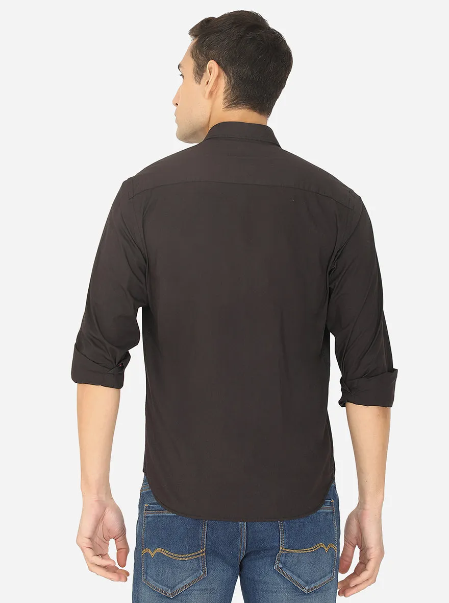 Black Solid Classic Fit Casual Shirt | Greenfibre