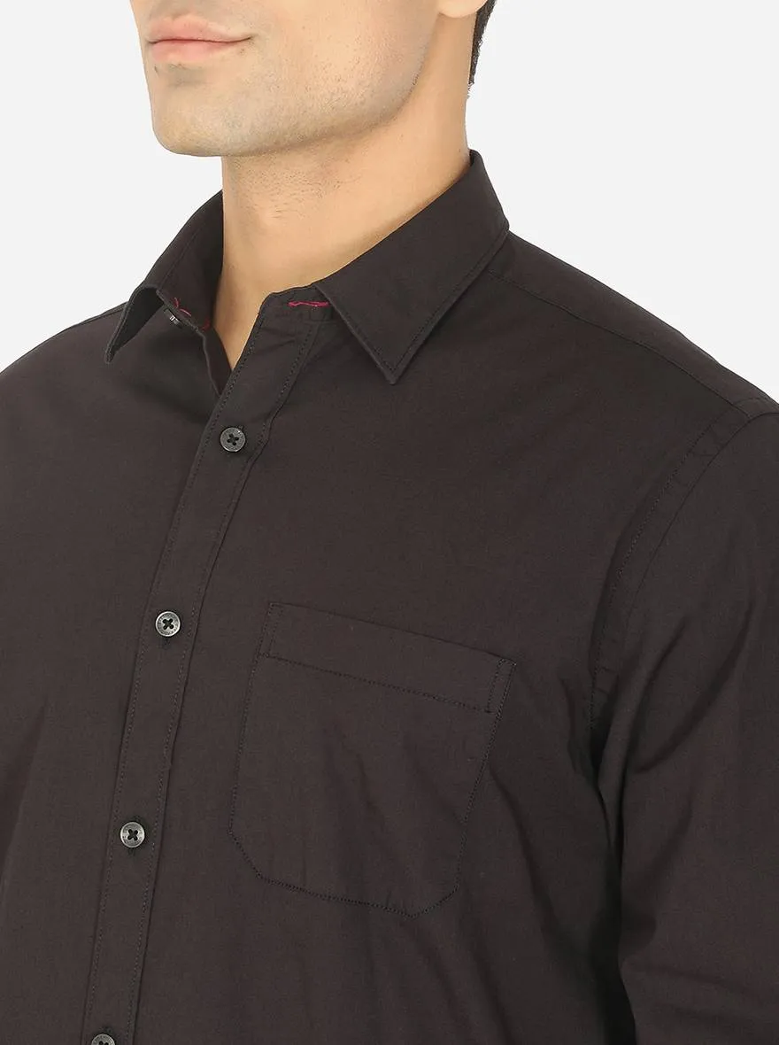 Black Solid Classic Fit Casual Shirt | Greenfibre