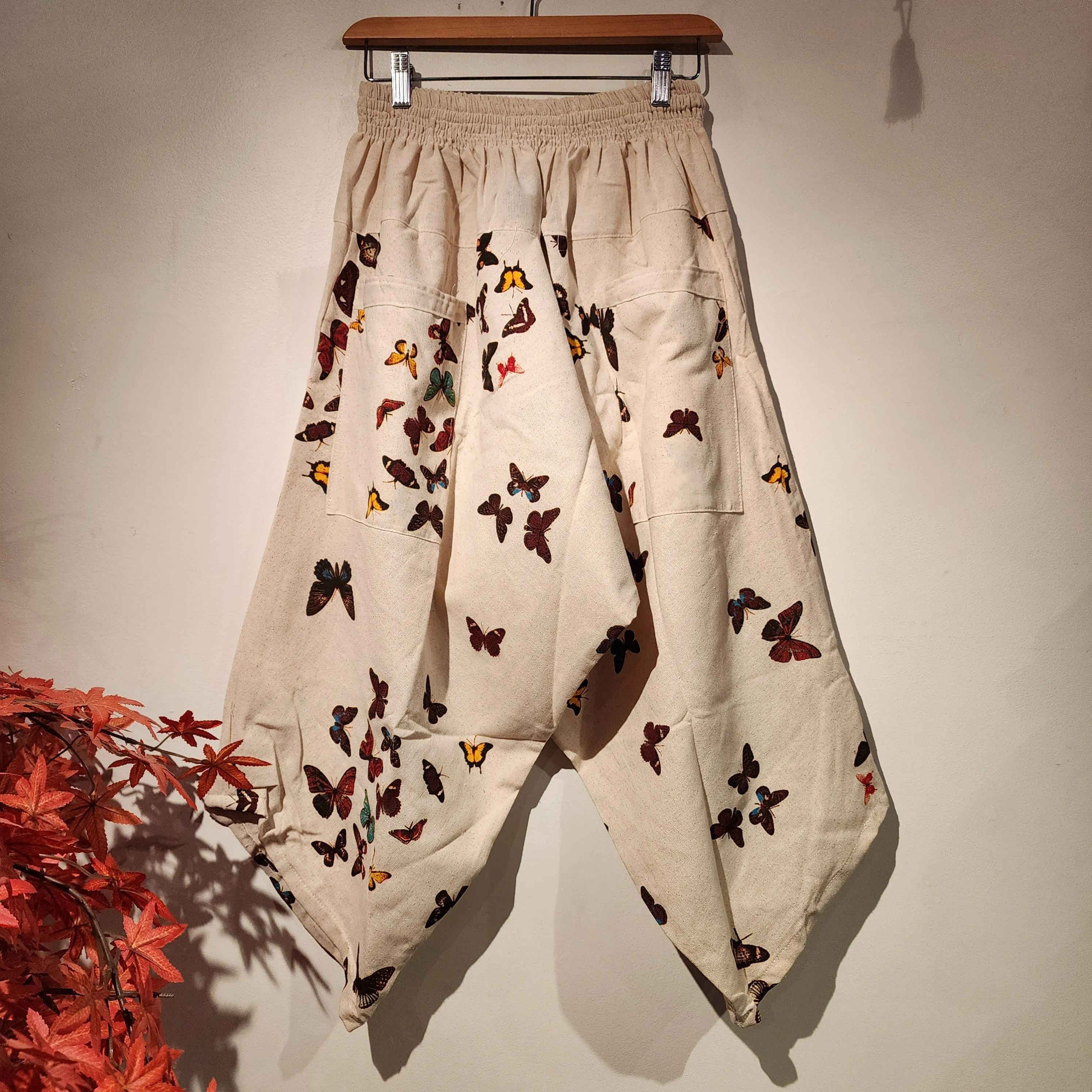 Butterfly Natural Elastic Waist Samurai Pants