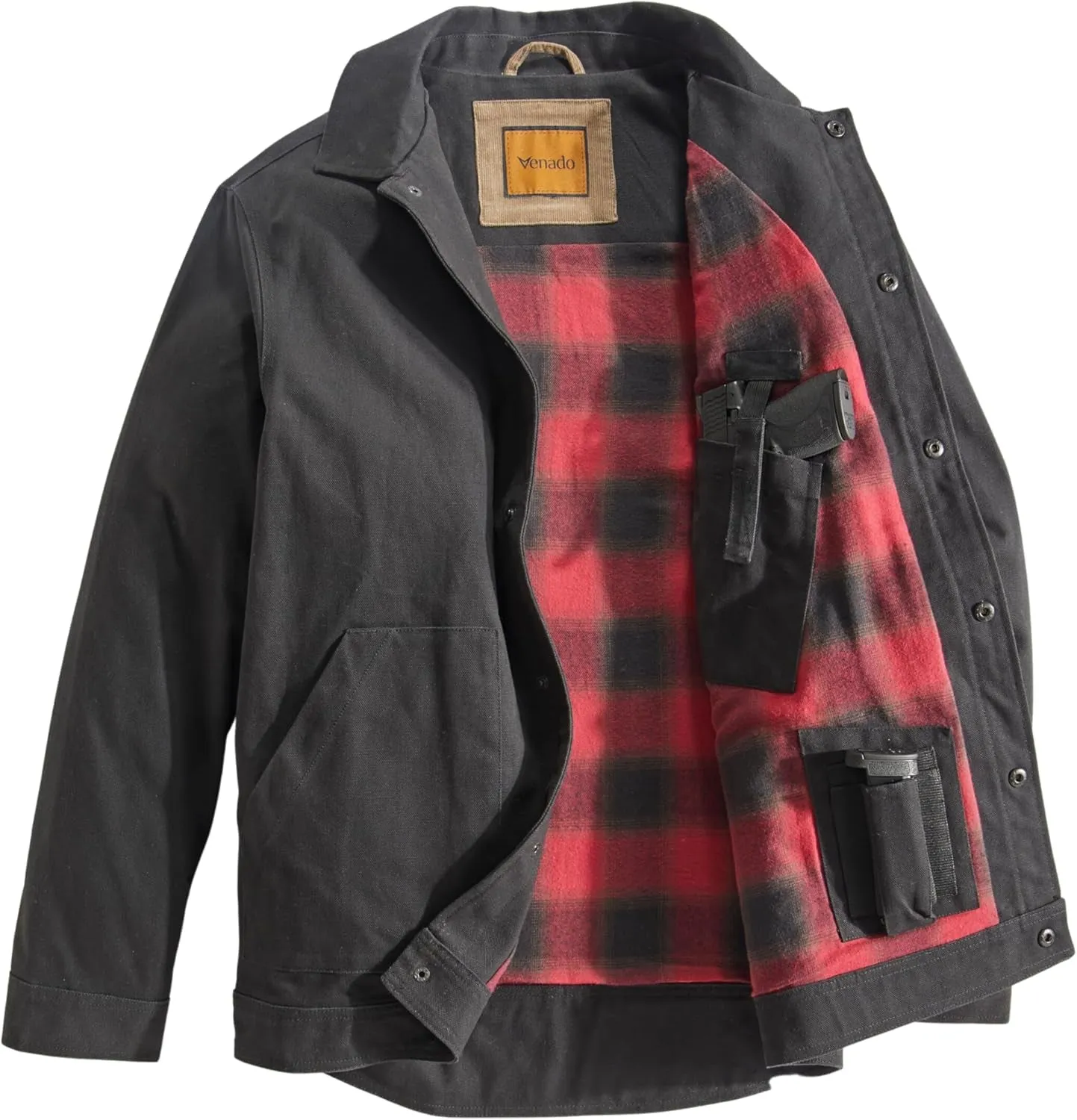 Concealed Carry Shirt Jacket for Men - Heavy Duty Canvas - Conceal Carry Pockets