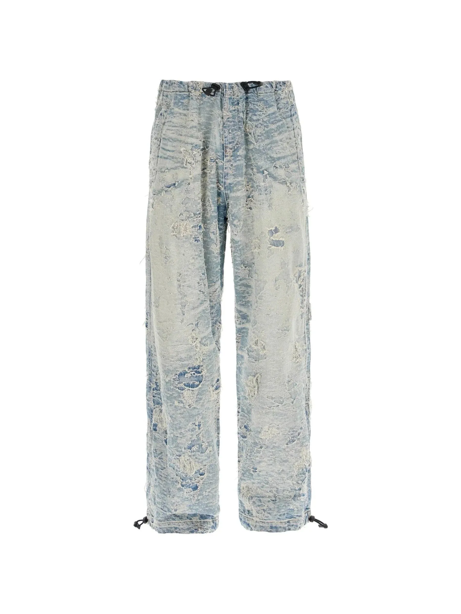 Distressed Jacquard Denim Trousers