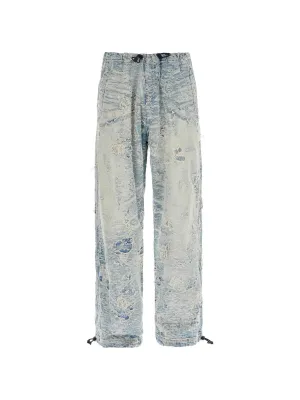 Distressed Jacquard Denim Trousers