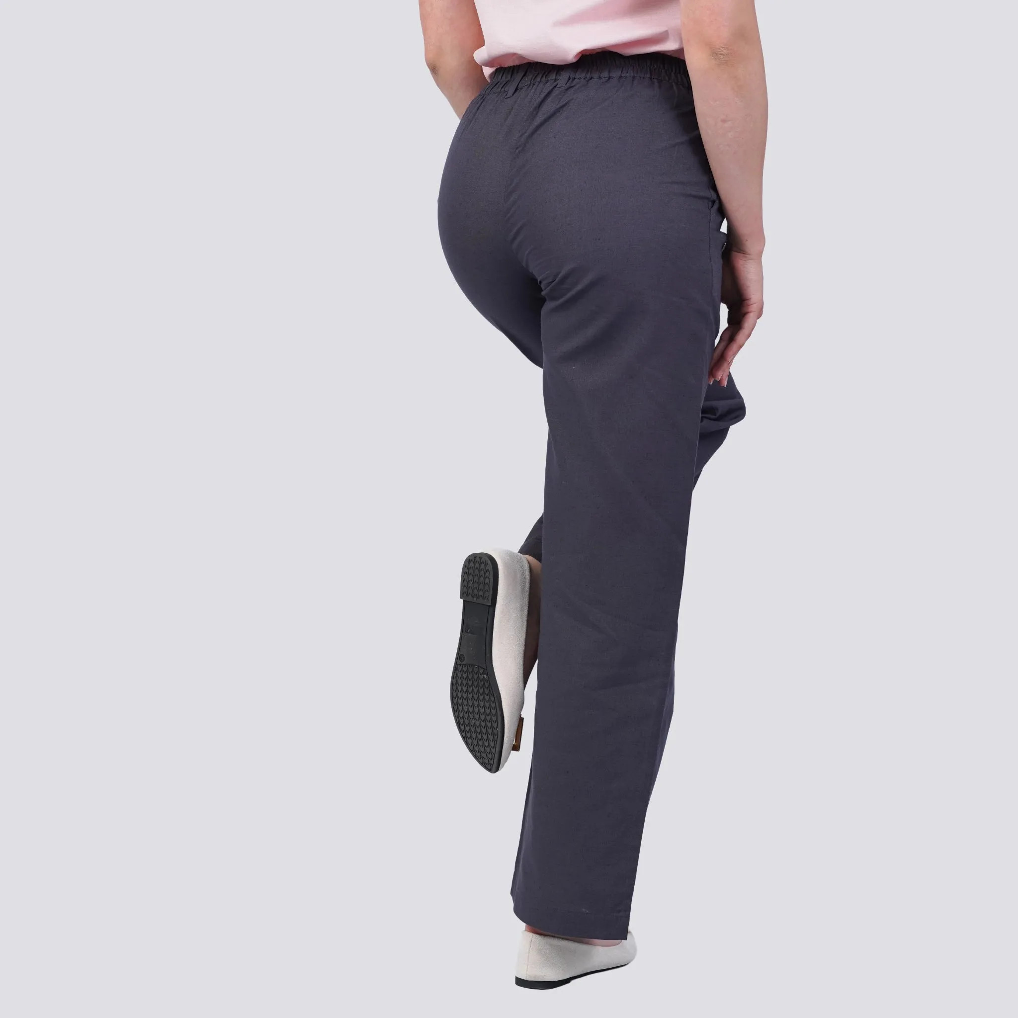 Embrace Tranquil Sophistication with Sustainability: Grey Serenity Cotton Linen Trousers