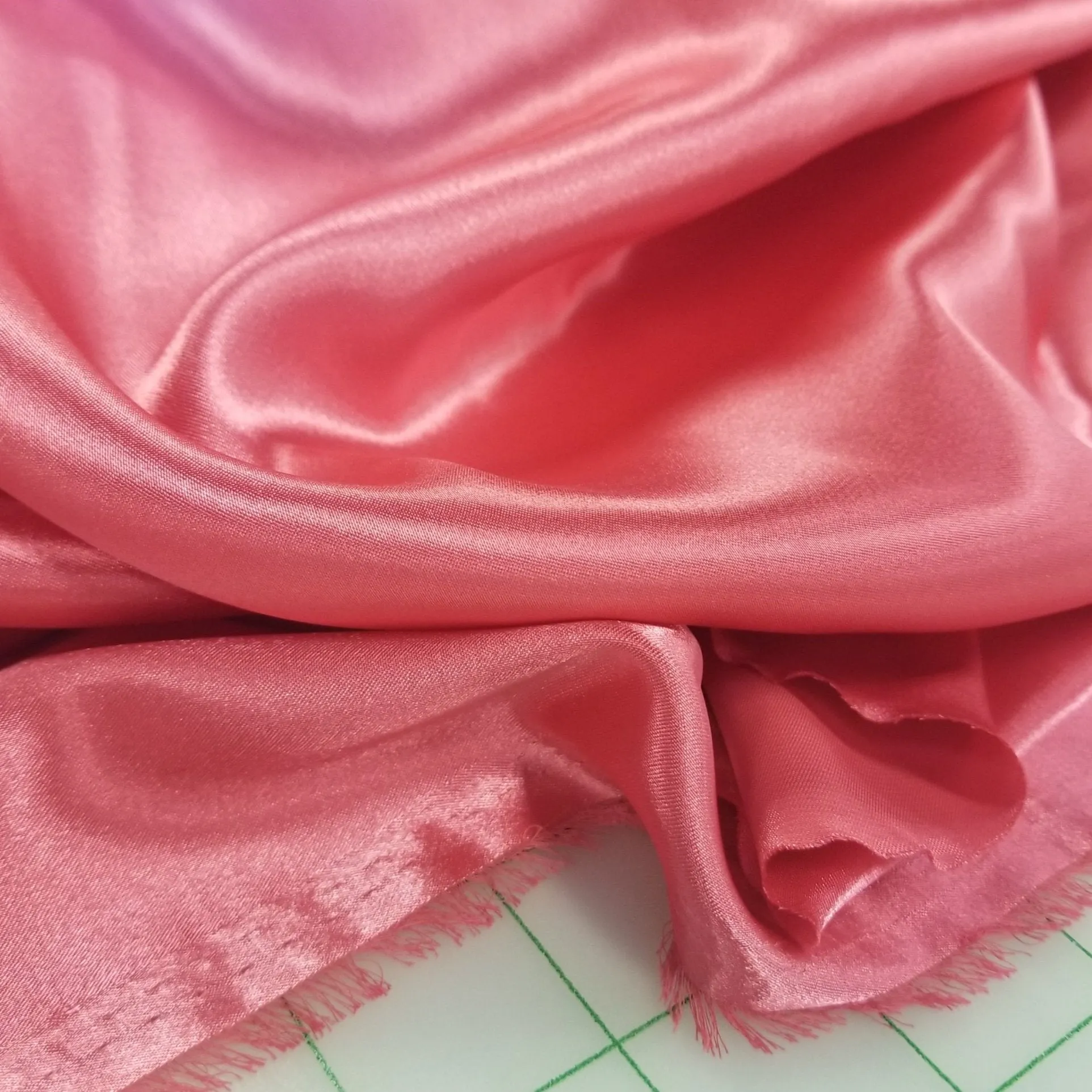 End of Bolt: 5 yards of Satin Charmeuse Polyester Hot Pink Woven Solid-remnant