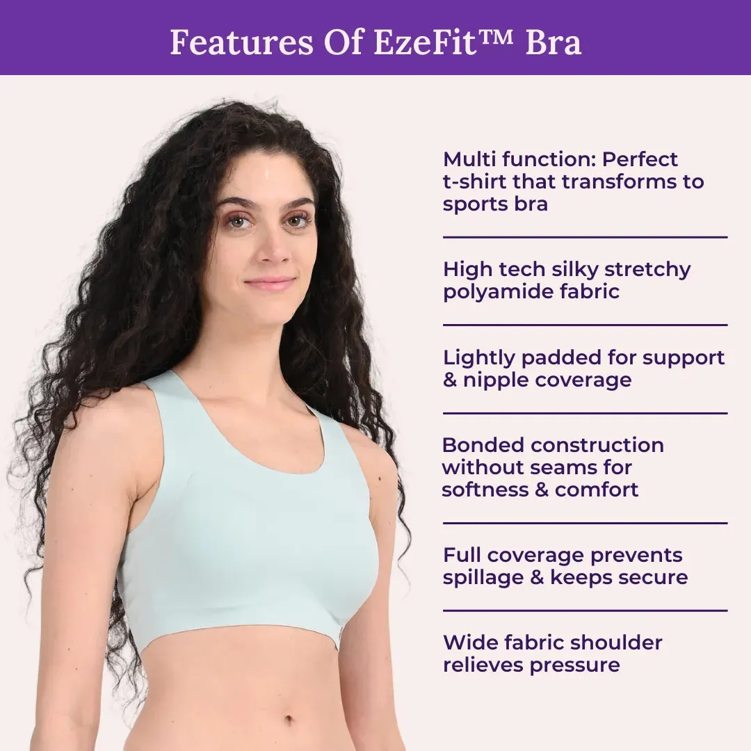 EzeFit Bra | Racerback | High Front Neck | T shirt Bra/Sports Bra | Seamless | Lightly Padded | Non Wired