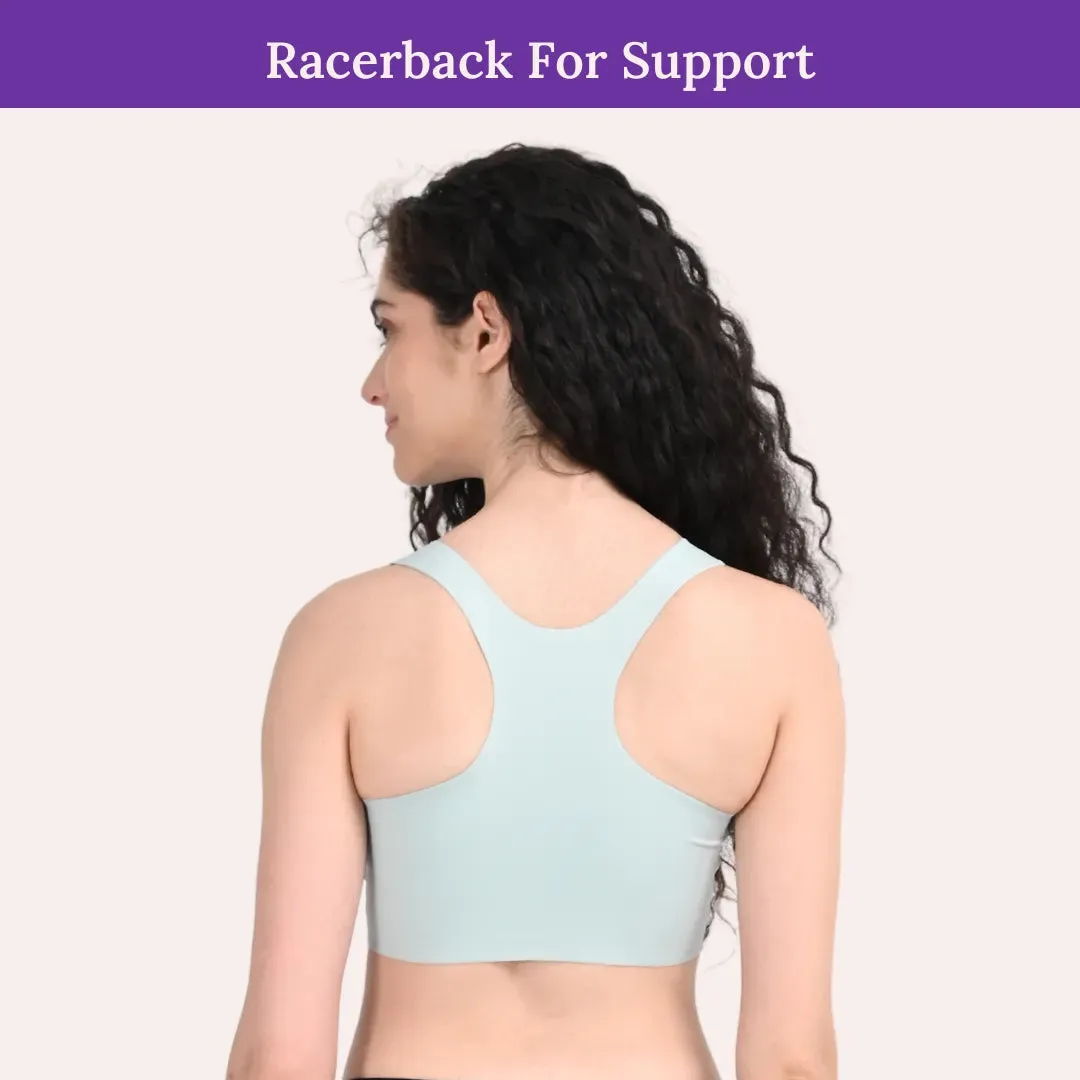 EzeFit Bra | Racerback | High Front Neck | T shirt Bra/Sports Bra | Seamless | Lightly Padded | Non Wired