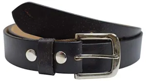 Full Grain Genuine Leather Black Casual Dress Belt with Removable Buckle