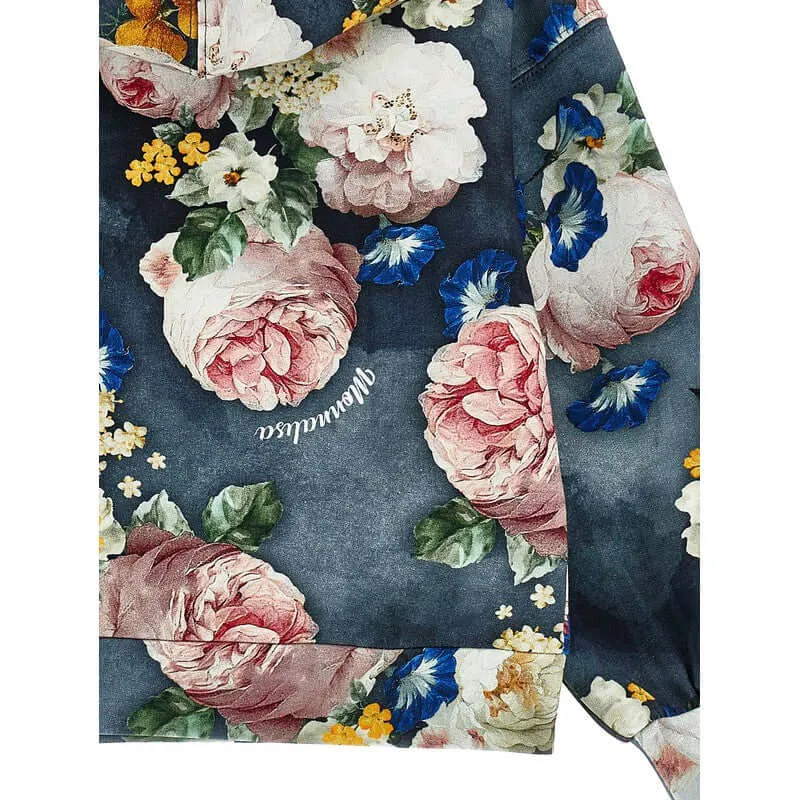 Girls Navy Floral Hoodie