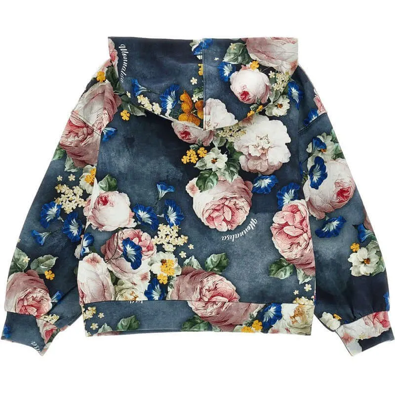 Girls Navy Floral Hoodie