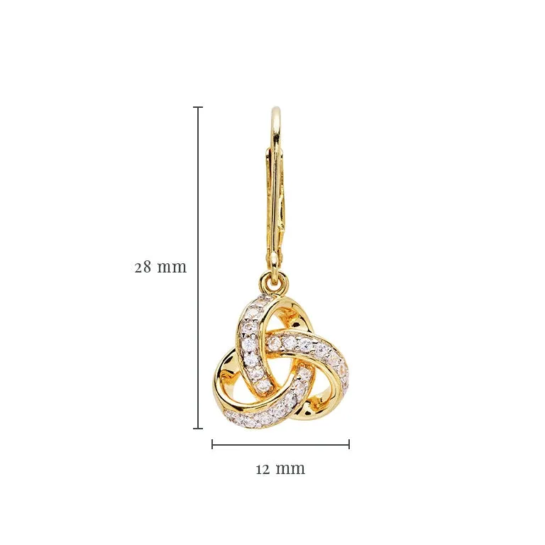 Gold Vermeil Drop Rounded Celtic Knot Studded Earring