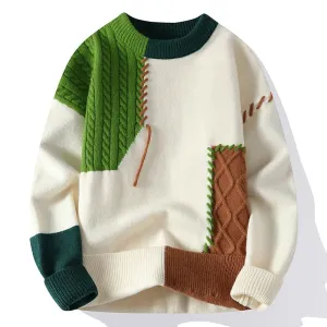 Half Turtleneck Patchwork Pullovers