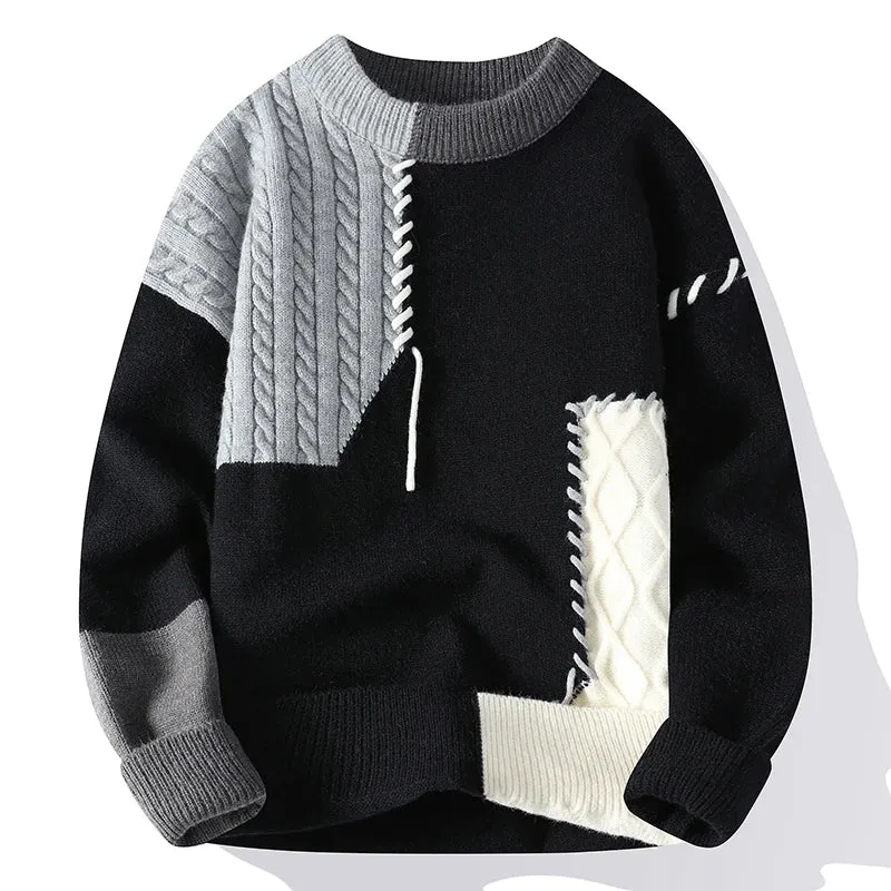 Half Turtleneck Patchwork Pullovers