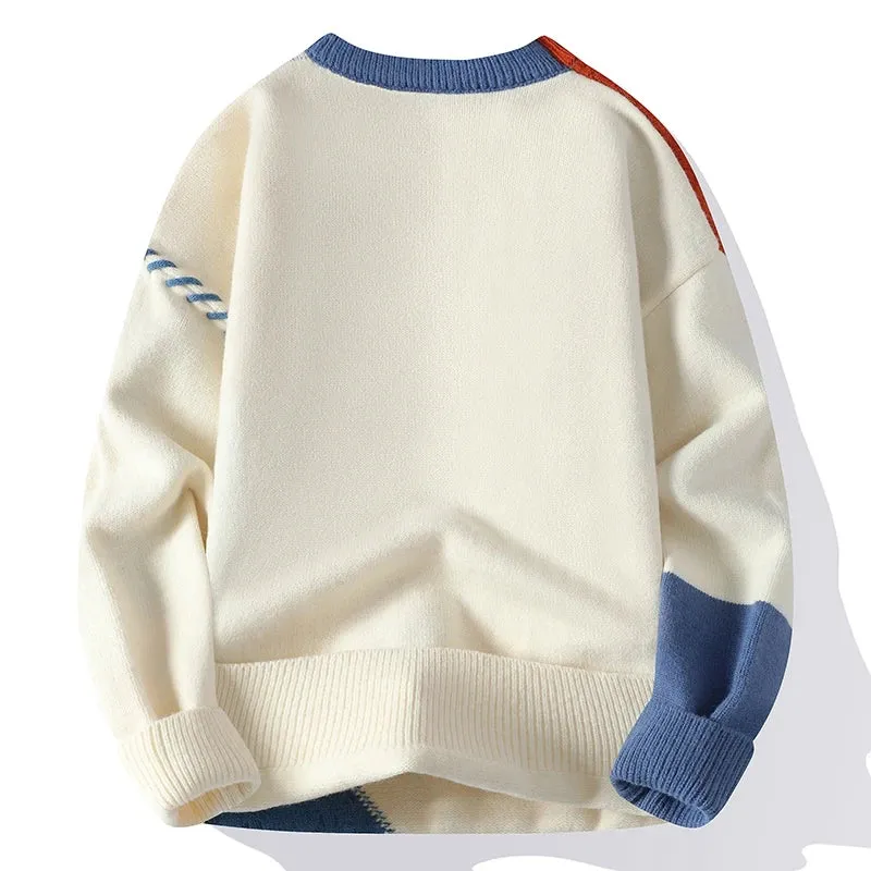 Half Turtleneck Patchwork Pullovers