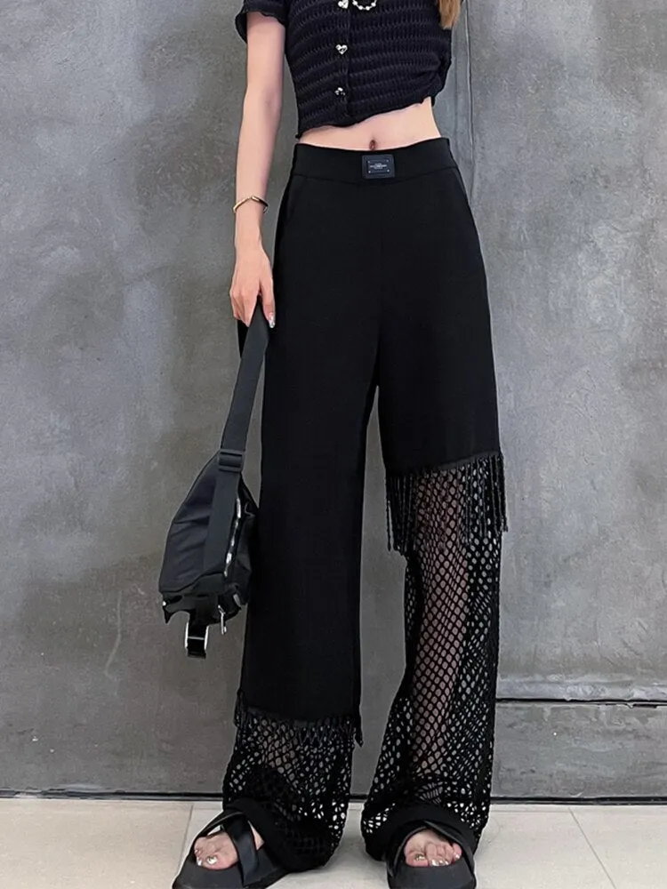 Hollow Out Long Wide Leg Pants