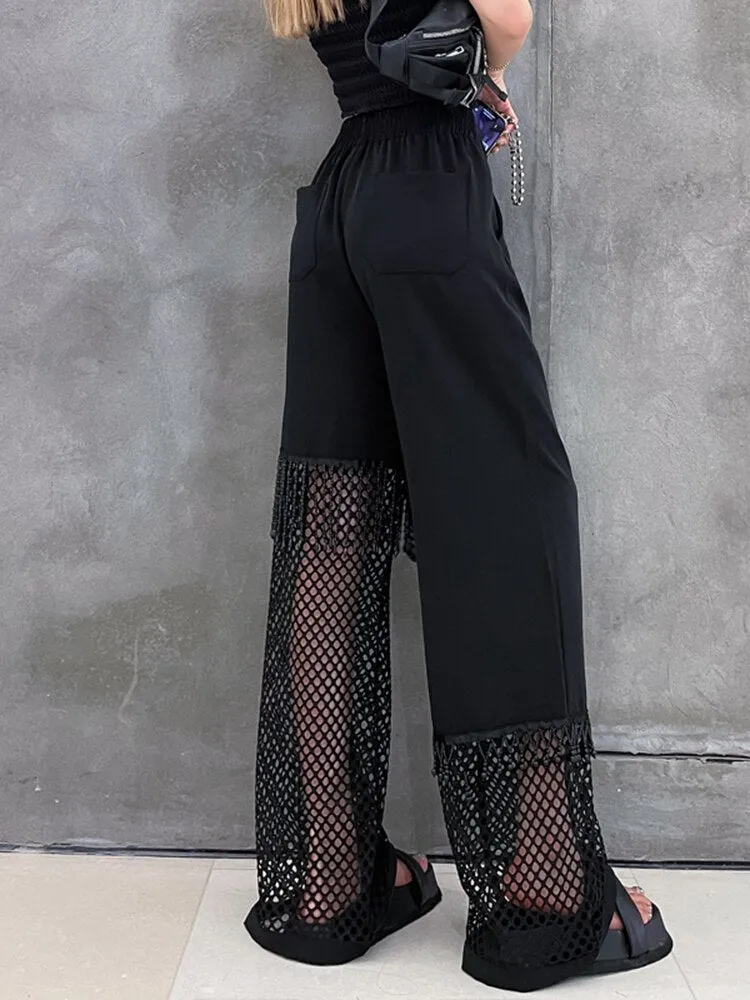 Hollow Out Long Wide Leg Pants