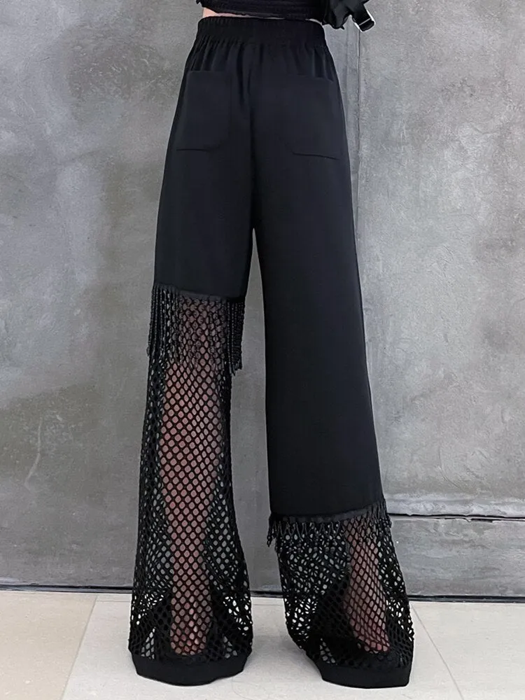 Hollow Out Long Wide Leg Pants