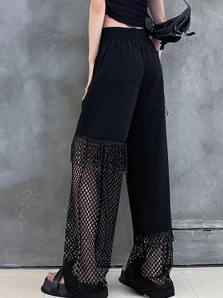 Hollow Out Long Wide Leg Pants