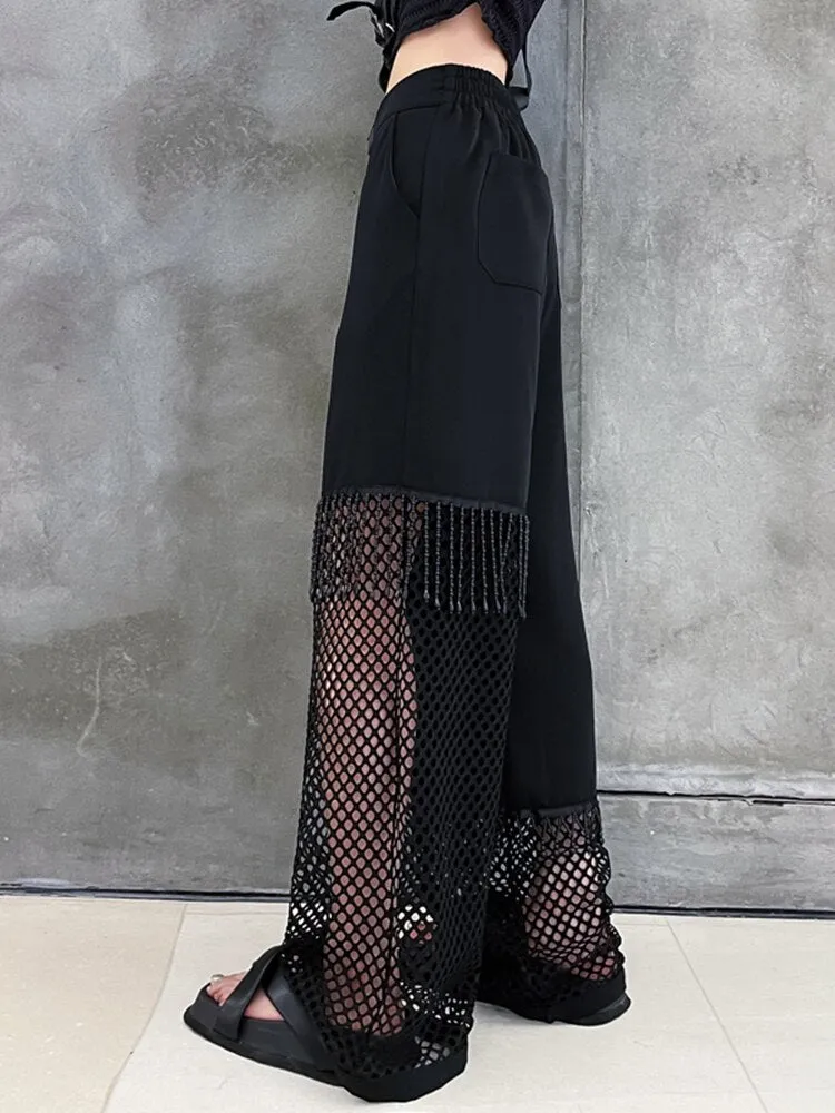 Hollow Out Long Wide Leg Pants