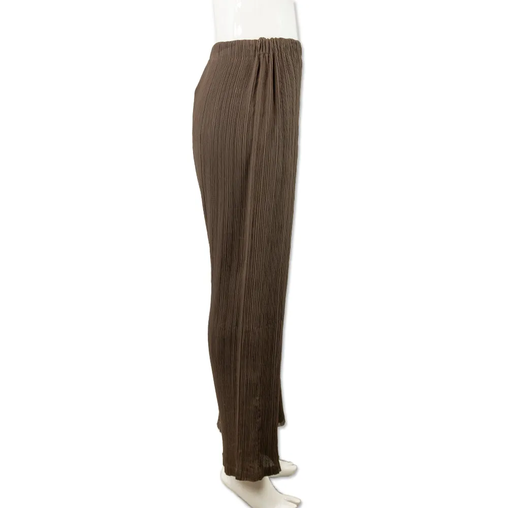 Issey Miyake Brown Pleated Mid Rise Pants