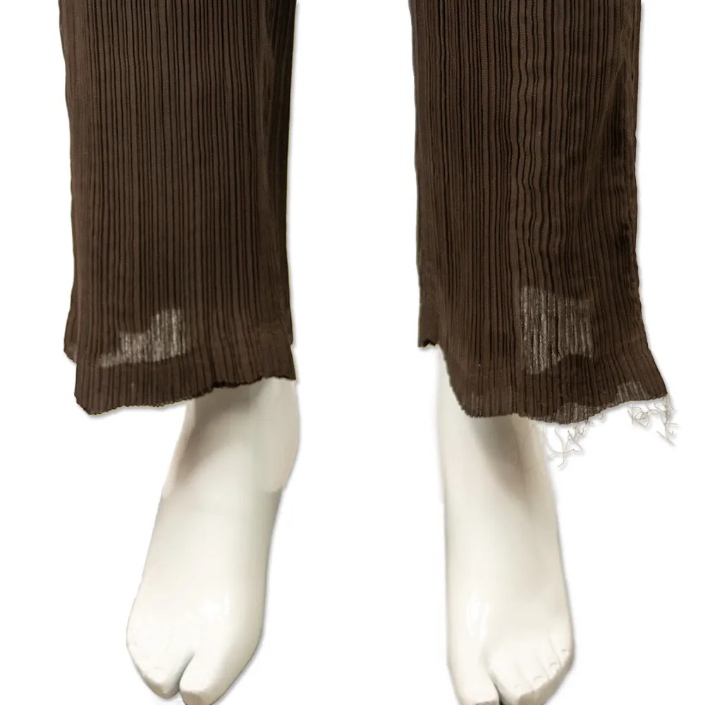 Issey Miyake Brown Pleated Mid Rise Pants