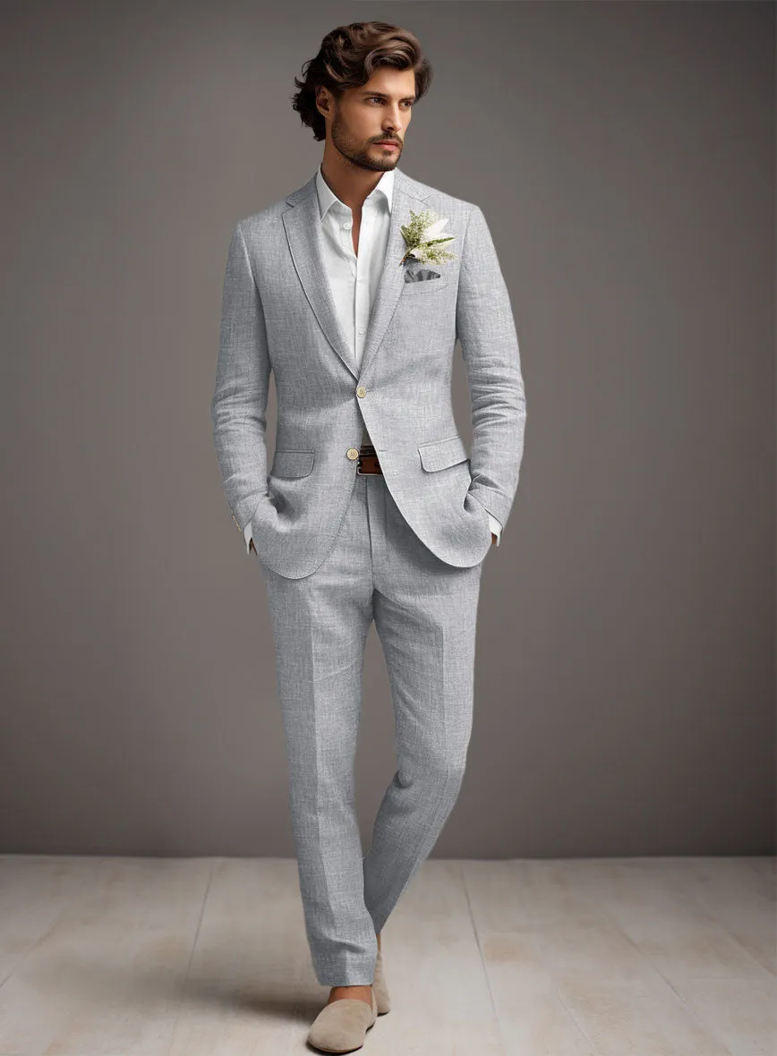 Italian Zod Light Gray Linen Suit