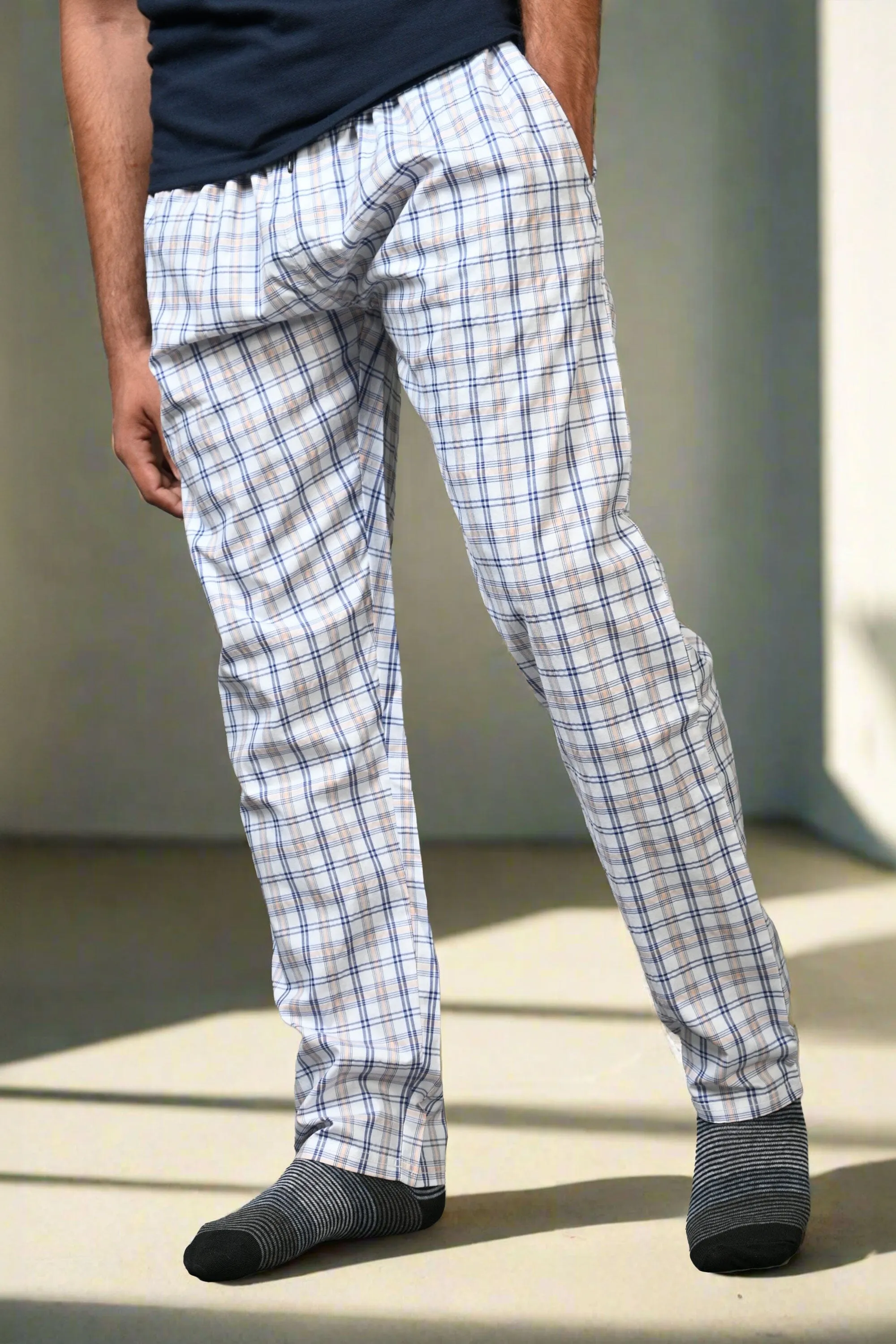 Max 21 Men's Probted Check Design Loungewear Trousers