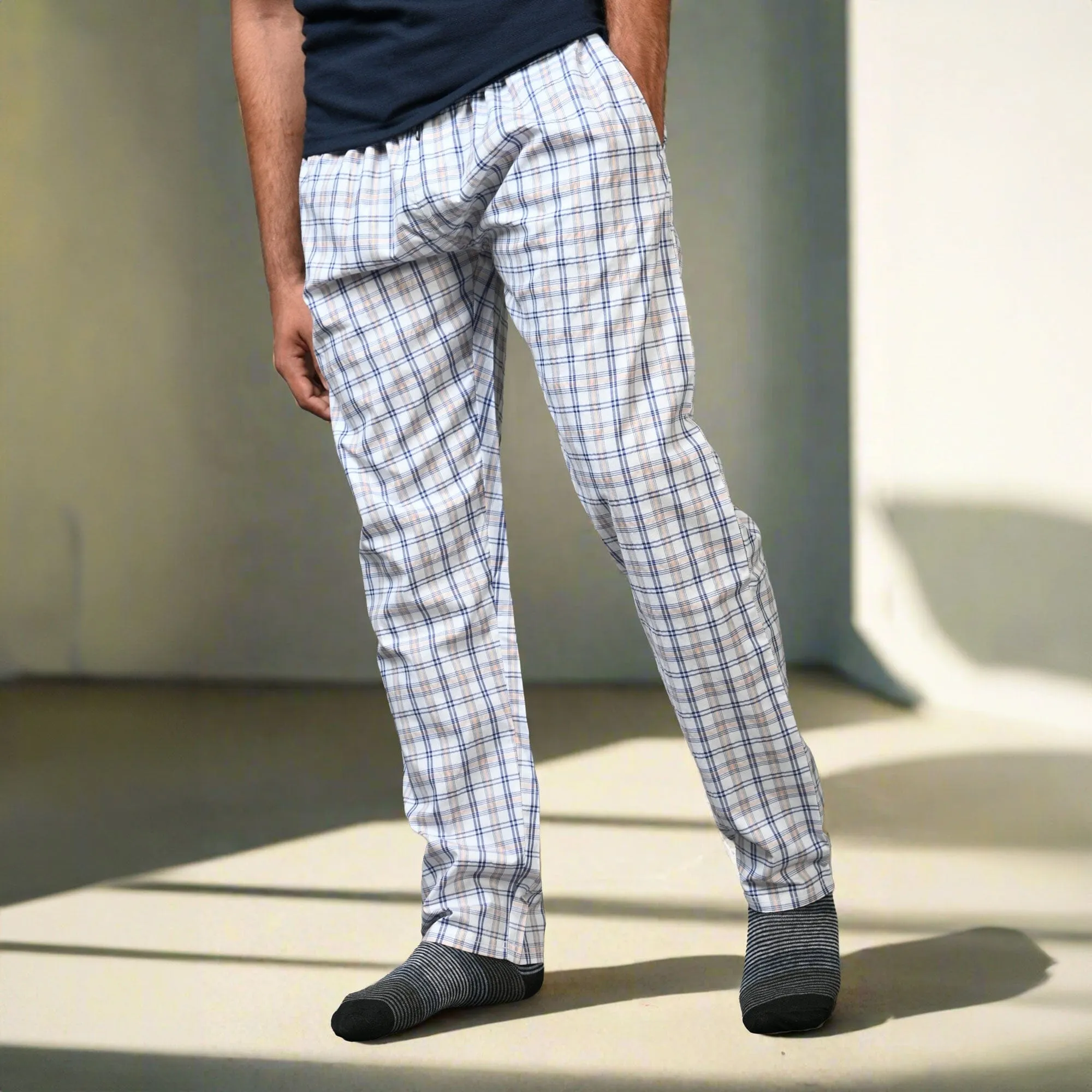 Max 21 Men's Probted Check Design Loungewear Trousers