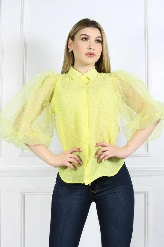 Mellow Yellow Puffy Sleeves Top