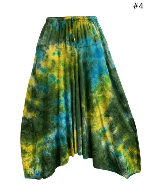 Men Women Unisex Vintage Hippie Aladdin Hand Tie-Dye Stonewashed Cotton Baggy Boho Harem Pants