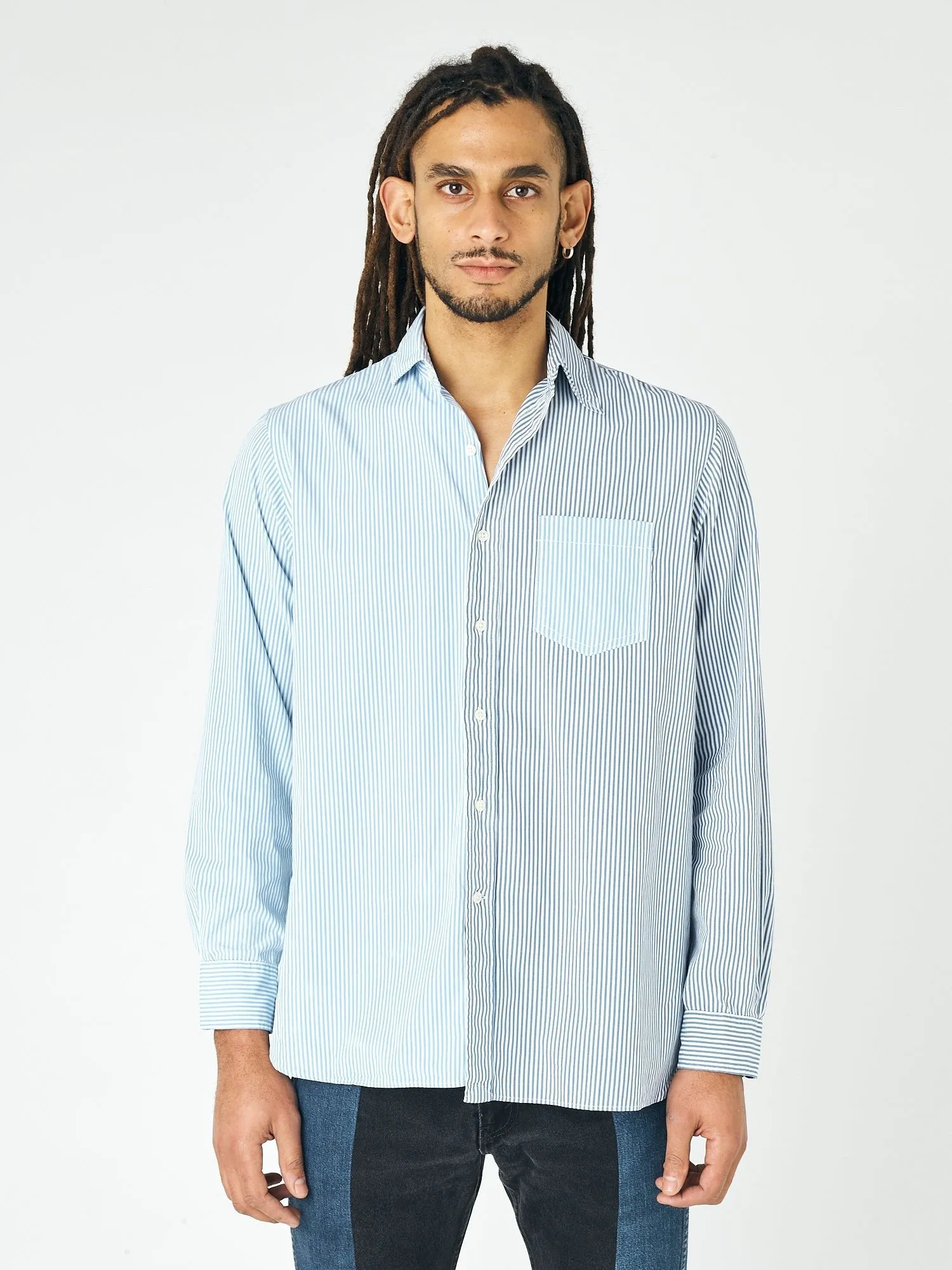 Men's Diana Shirt Stripe Cotton Light Blue