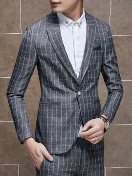 Men's Suits with Plaid Slim Fit