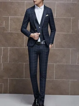 Men's Suits with Plaid Slim Fit