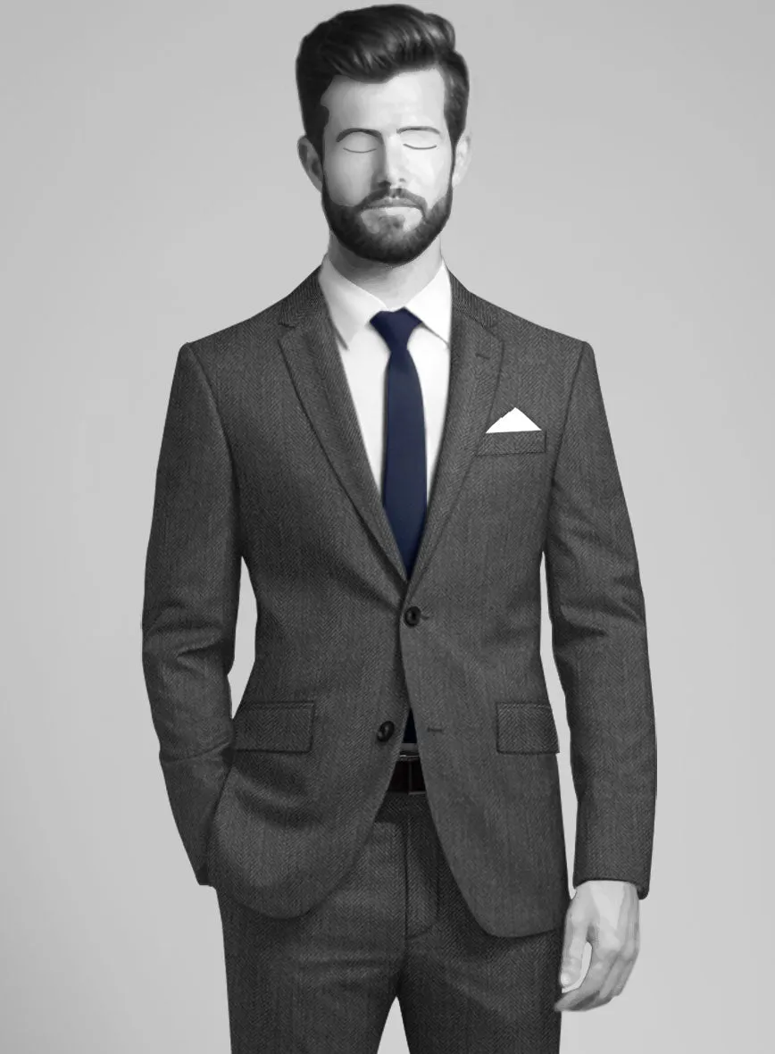 Napolean Imperial Gray Herringbone Wool Suit