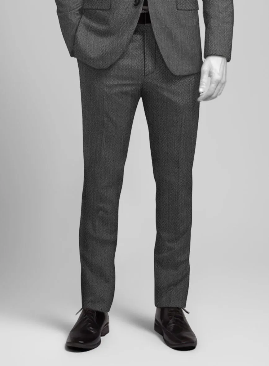 Napolean Imperial Gray Herringbone Wool Suit