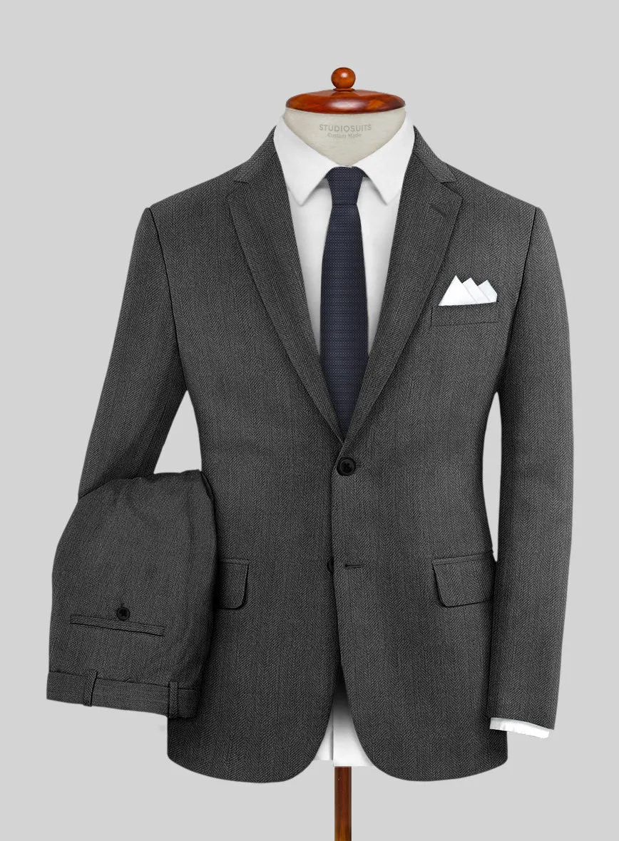 Napolean Imperial Gray Herringbone Wool Suit