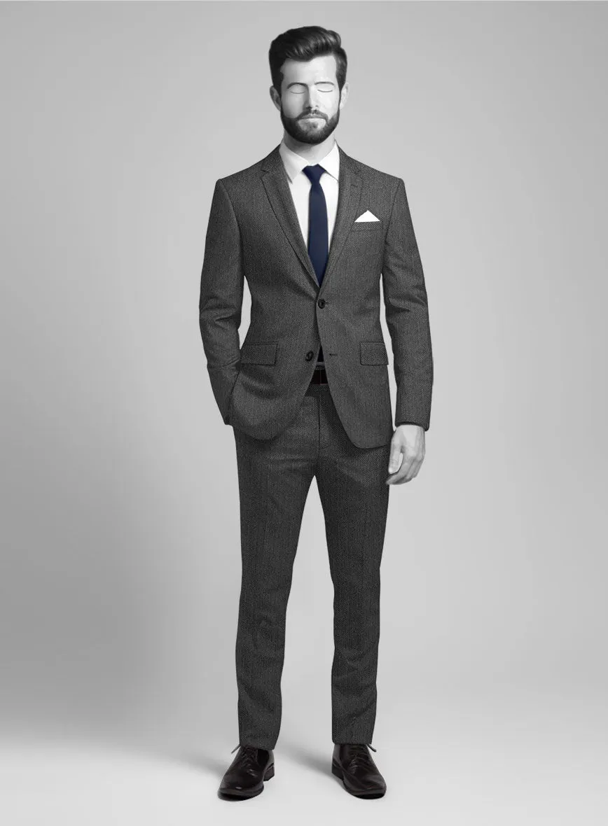 Napolean Imperial Gray Herringbone Wool Suit