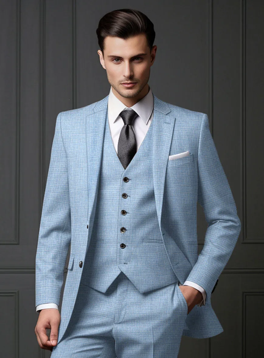 Noble Adrienne Blue Wool Silk Linen Suit