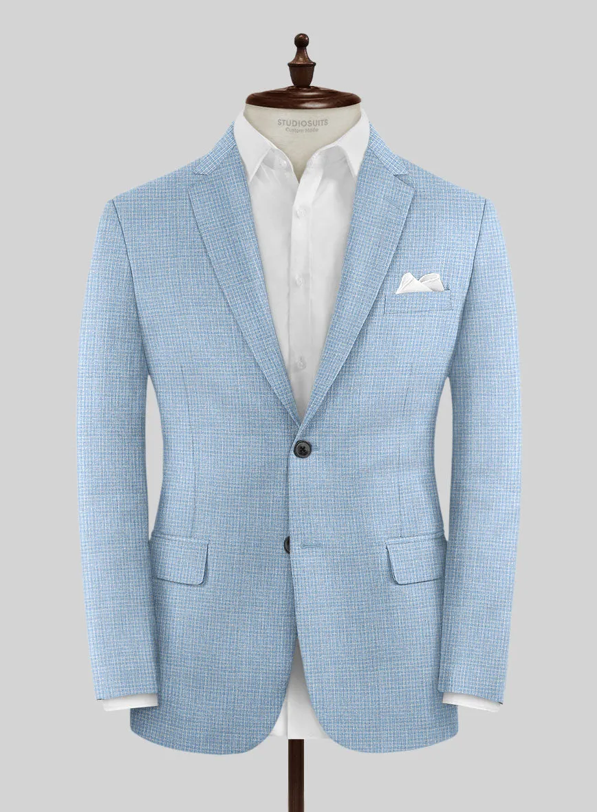 Noble Adrienne Blue Wool Silk Linen Suit