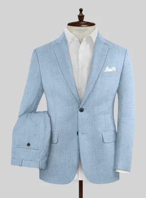 Noble Adrienne Blue Wool Silk Linen Suit