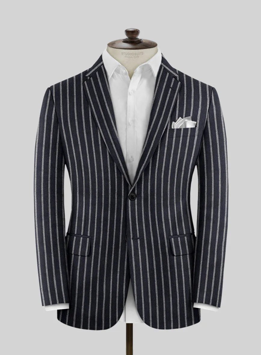 Noble Imelda Blue Stripe Cotton Silk Linen Suit