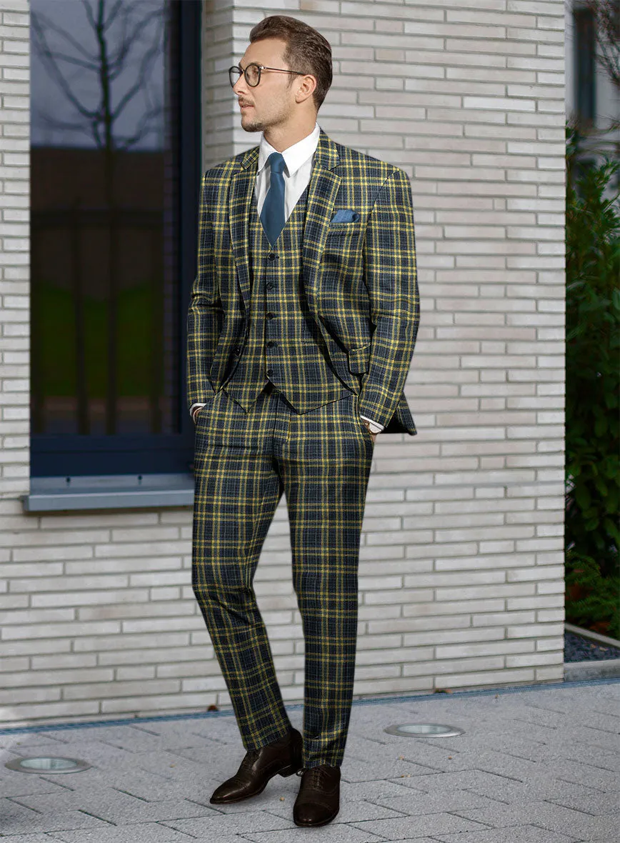 Noble Mario Check Wool Silk Linen Suit