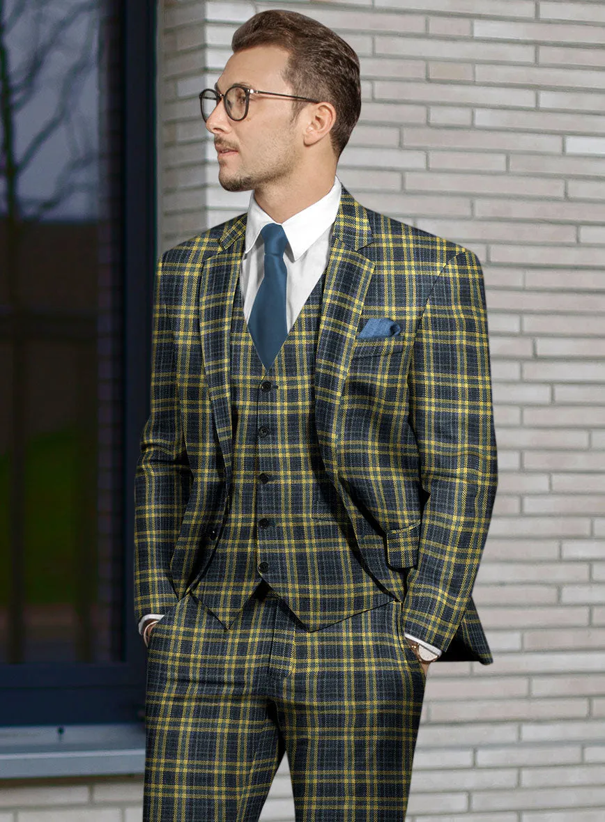 Noble Mario Check Wool Silk Linen Suit