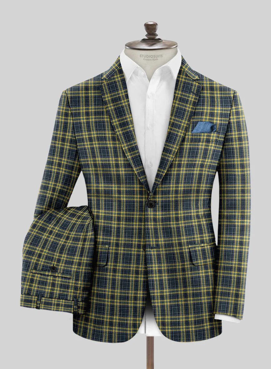 Noble Mario Check Wool Silk Linen Suit