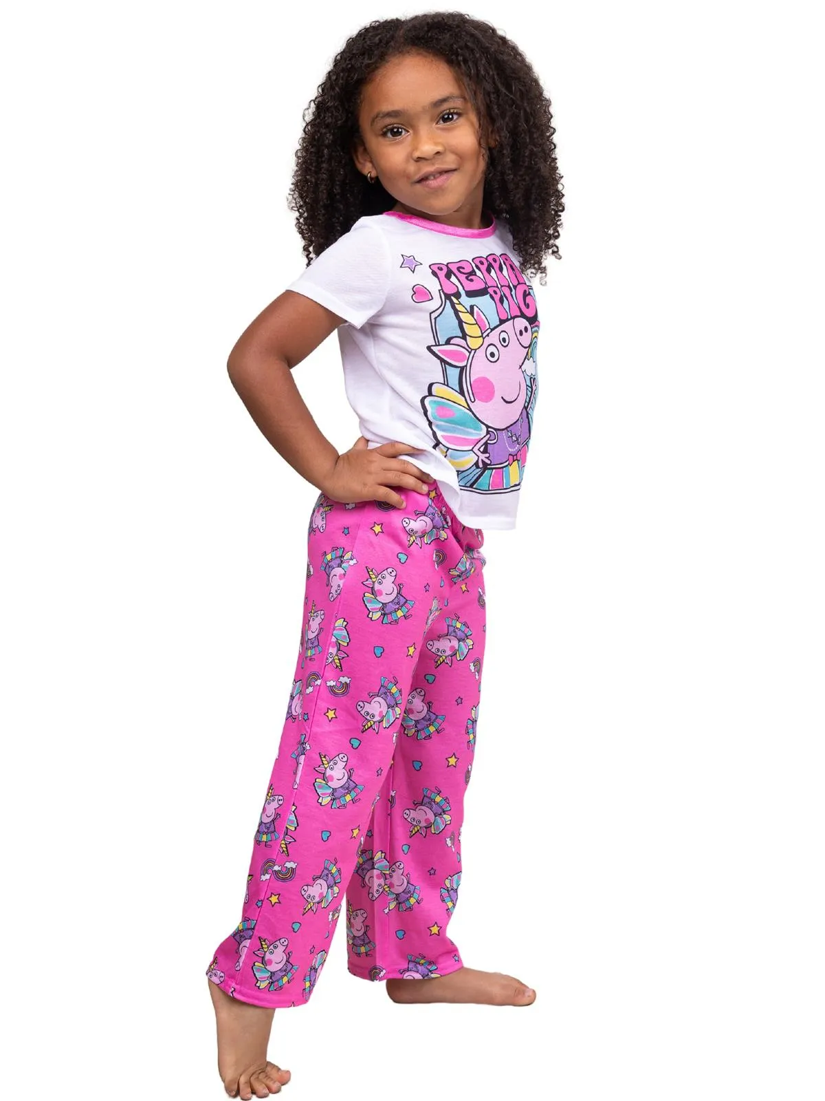 Peppa Pig Toddler Girls Unicorn Princess Short Sleeve Pant 2PC Pajama Set