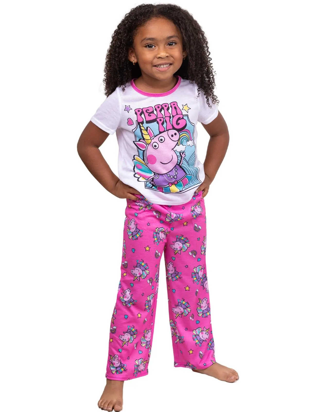 Peppa Pig Toddler Girls Unicorn Princess Short Sleeve Pant 2PC Pajama Set