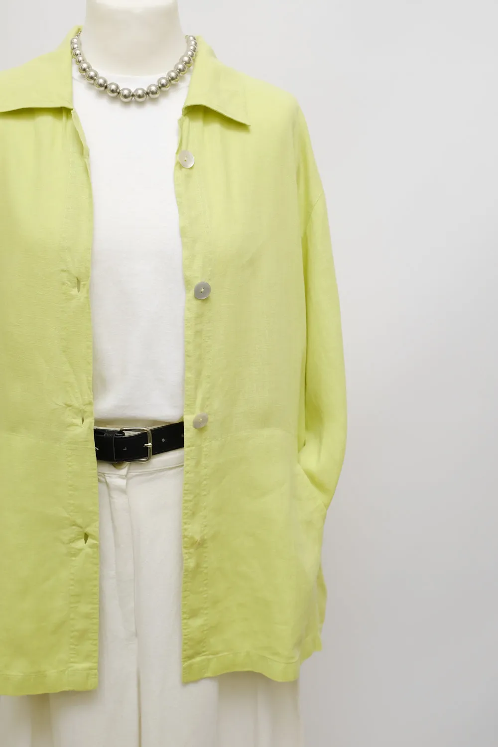 PURE LINEN LIME OVERSIZE SHIRT JACKET